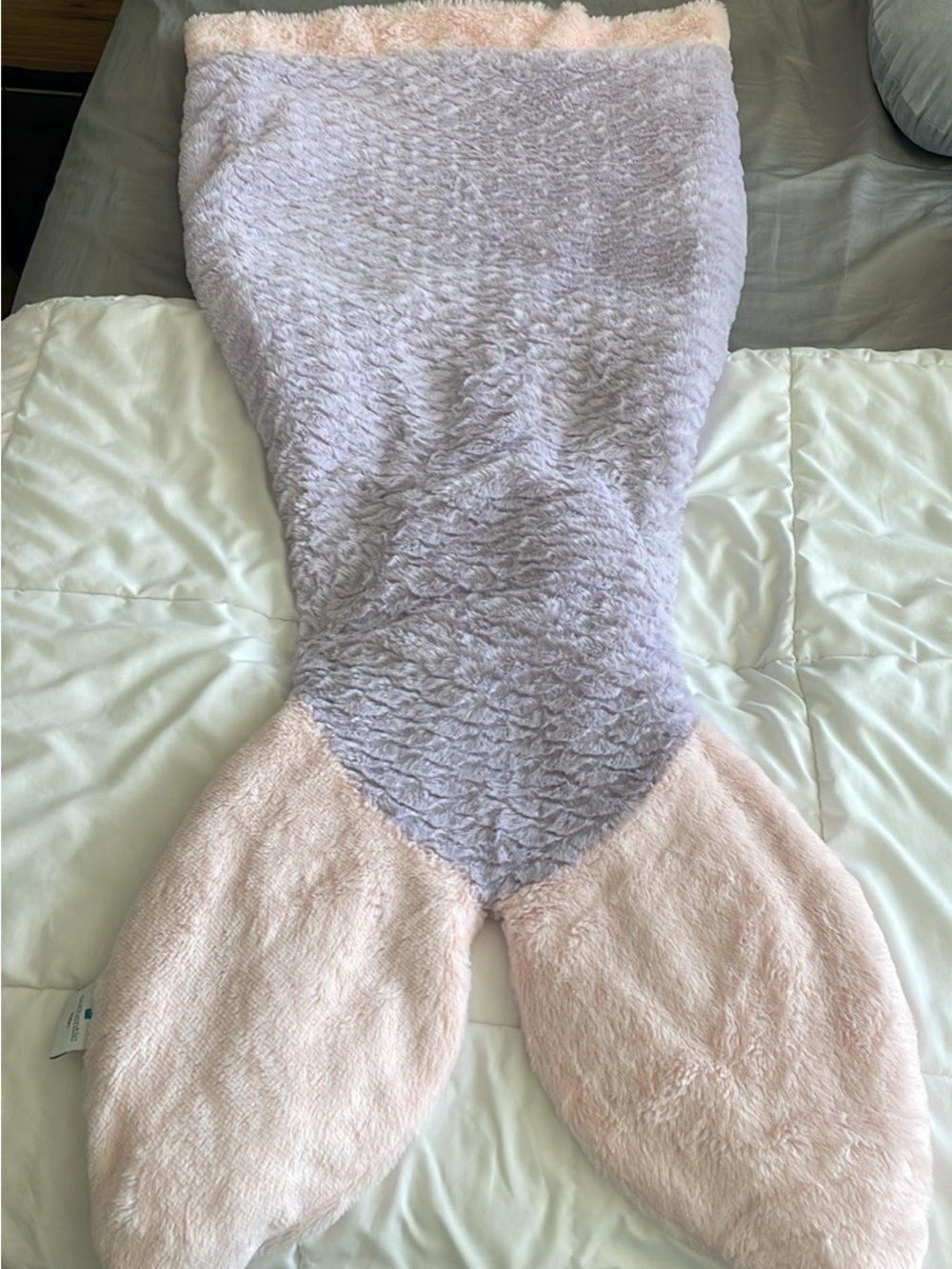 Authentic Kids Plush Mermaid Tail Blanket in Lilac and Pale Pink